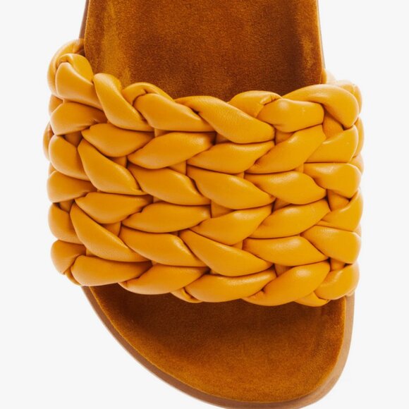 Chloe Kacey Braided Leather Slide Sandal Saffron Orange 38W NEW w BOX DAMAGE - Picture 4 of 14